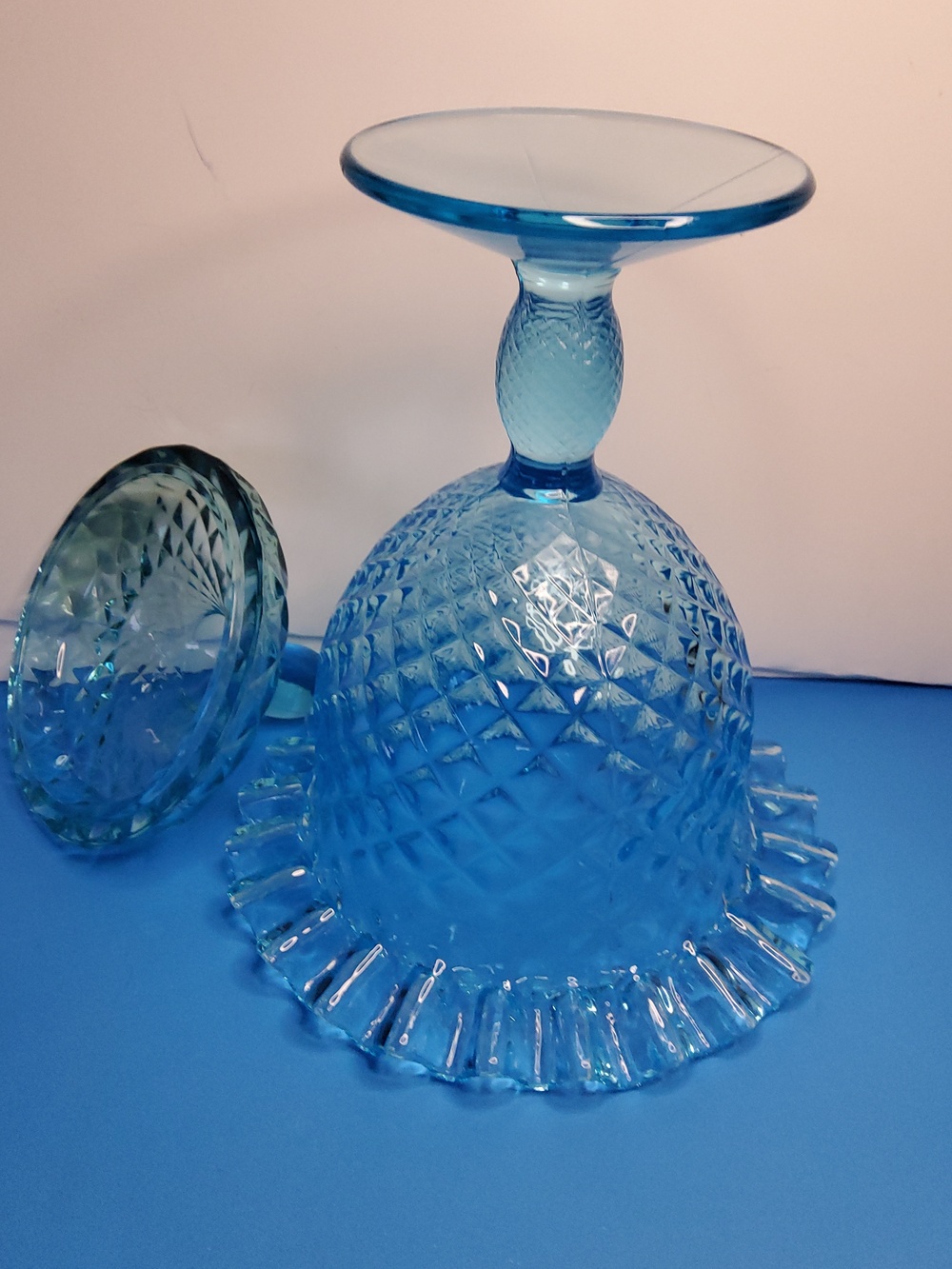 Viking Glass Yesteryear Lidded Compote. - Picture 7 of 8